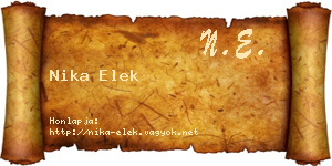 Nika Elek névjegykártya